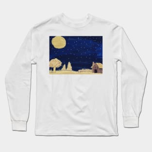 Night Sky Watercolour Painting Long Sleeve T-Shirt